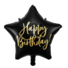 Balon folija - črna zvezda Happy Birthday