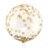 Balon okrogel s konfeti - zlat