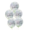 Baloni s konfeti Ginger Ray - Happy Birthday, zeleni listki