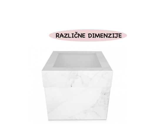 Povišana embalaža za torto z oknom marble PartyPek – različne dimenzije