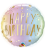 Balon folija  - Happy Birthday pastel ombre