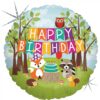 Balon folija - Happy Birthday, gozdne živali, 46 cm