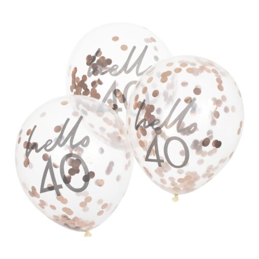 Baloni s konfeti Ginger Ray - Hello 40, rose gold