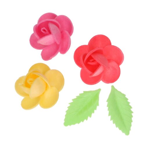 Wafer dekoracija rožice - Frangipani z listki (Funcakes)