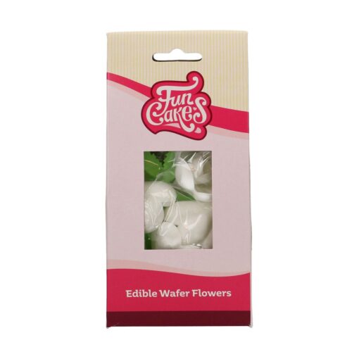 Wafer dekoracija rožice - beli tulipani z listki (Funcakes) - Image 5