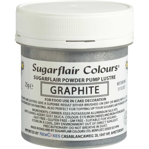 Polnilo za jedilno barvo v prahu s črpalko – siva (graphite) 25g (Sugarflair)