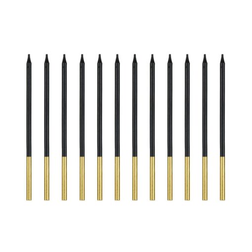 Visoke zlato-črne svečke, 14cm - 12 kosov (PartyDeco)