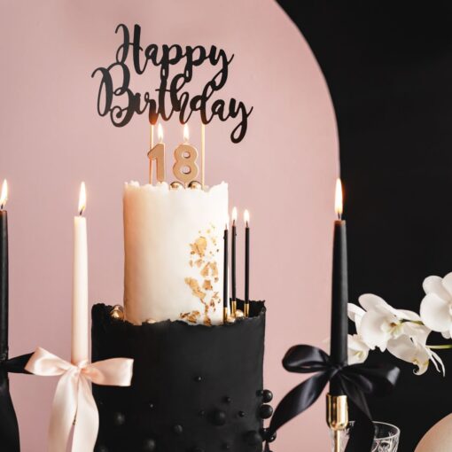 Visoke zlato-črne svečke, 14cm - 12 kosov (PartyDeco) - Image 3