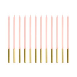 Visoke zlato-roza svečke, 14cm - 12 kosov (PartyDeco)