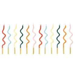 Visoke pisane spiralne svečke, 14cm - 12 kosov (PartyDeco)