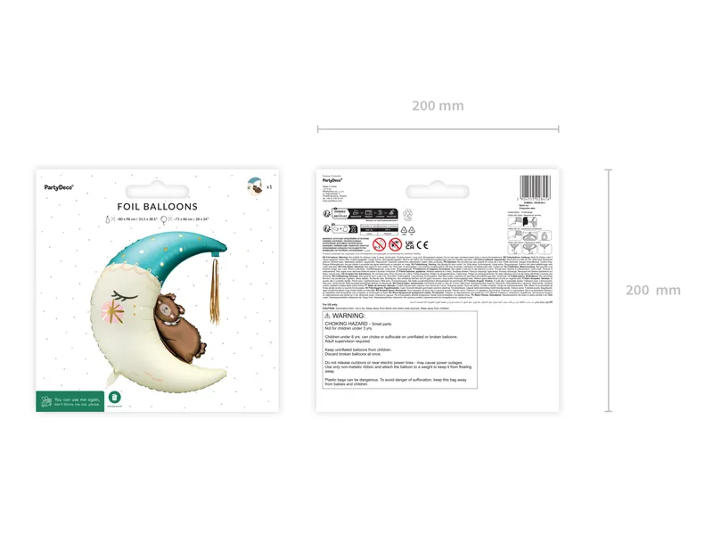 Balon folija - medvedek na luni (turkizen) - slika 4