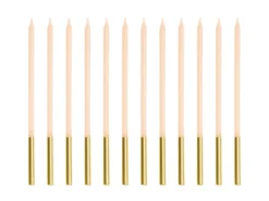 Visoke zlato-marelične svečke, 14cm - 12 kosov (PartyDeco)