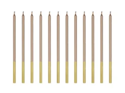 Visoke rosegold svečke, 14cm - 12 kosov (PartyDeco)