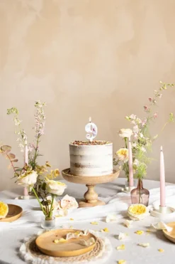 Svečka s cvetjem, 8cm - različne številke