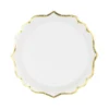 Papirnati krožniki - beli z zlato obrobo (Partydeco)