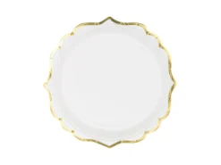 Papirnati krožniki - beli z zlato obrobo (Partydeco)