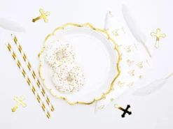 Alternative view of Papirnati krožniki - beli z zlato obrobo (Partydeco)