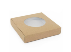 Embalaža rjava z okroglim oknom, 15x15x4cm