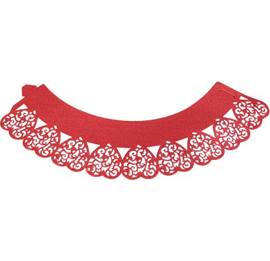 Čipka za muffine – rdeče srce, 12 kos (PME)