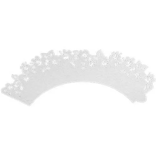 Čipka za muffine – bele rožice, 12 kos (PME)