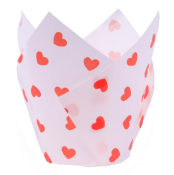 Alternative view of Papirnate košarice za muffine - tulipan bel s srčki (PME)