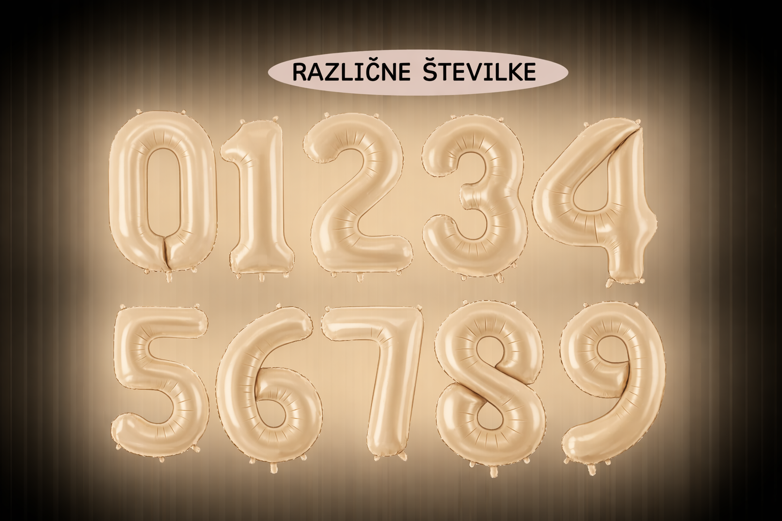 Balon bež številka, 86 cm - različne številke
