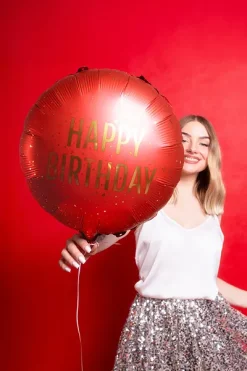 Alternative view of Balon folija - Happy Birthday rdeč (Partydeco)