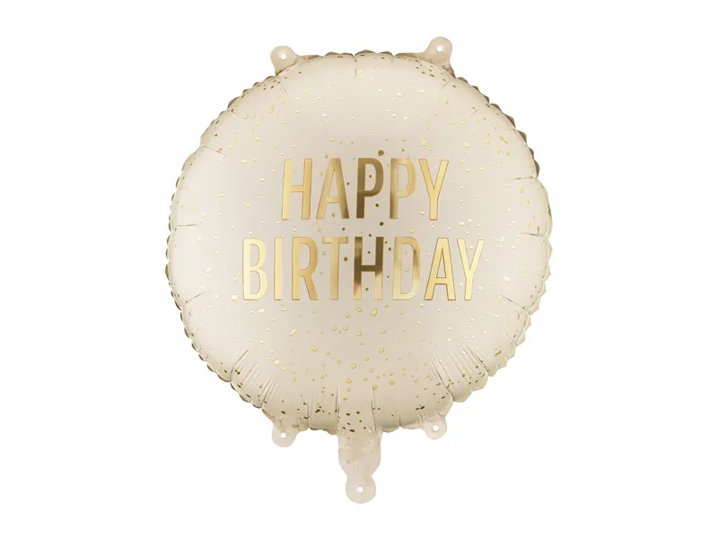Balon folija - Happy Birthday bež (Partydeco)