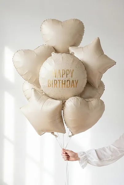 Balon folija - Happy Birthday bež (Partydeco) - slika 2
