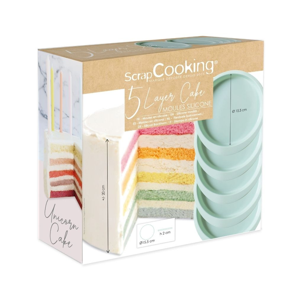 Komplet 5 silikonskih pekačev za večplastno torto fi 16cm (ScrapCooking)