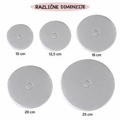 Srebrn podstavek za torto z luknjo 10 kom – različne dimenzije