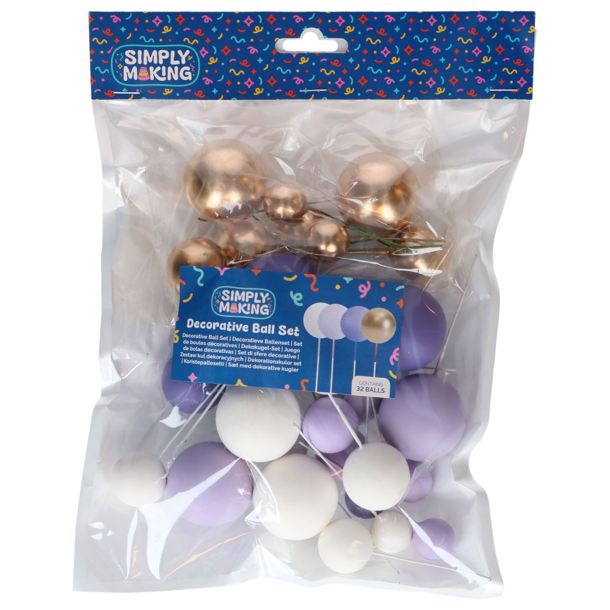 Simply Making dekorativne kroglice zlate in ombre vijolični, 32 kom - slika 2