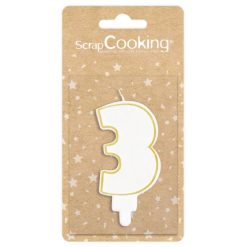 Bela svečka z zlatim robom - različne številke (ScrapCooking)
