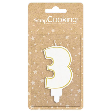 Bela svečka z zlatim robom - različne številke (ScrapCooking)